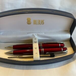 Bill Blass  Red and Chrome Pen & Pencil  Set VTG